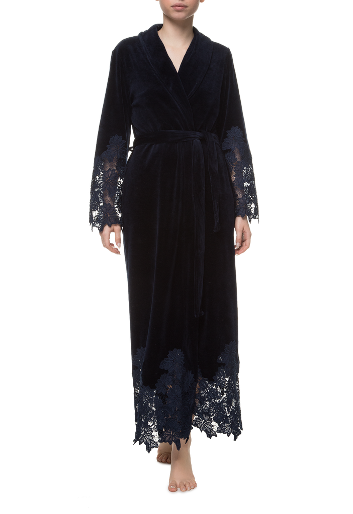 Длинный халат Suavite lace-long-robe-slp106-19-blu-marielle-w