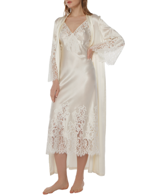 Suavite Midi Silk Nightdress And Robe