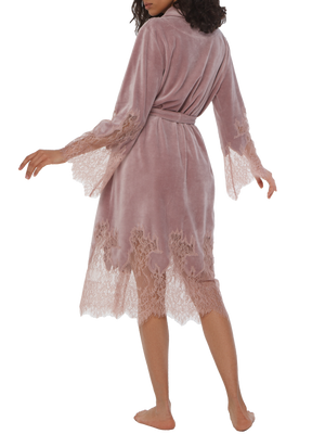 Marielle короткий халат велюровый с кружевом Limited edition