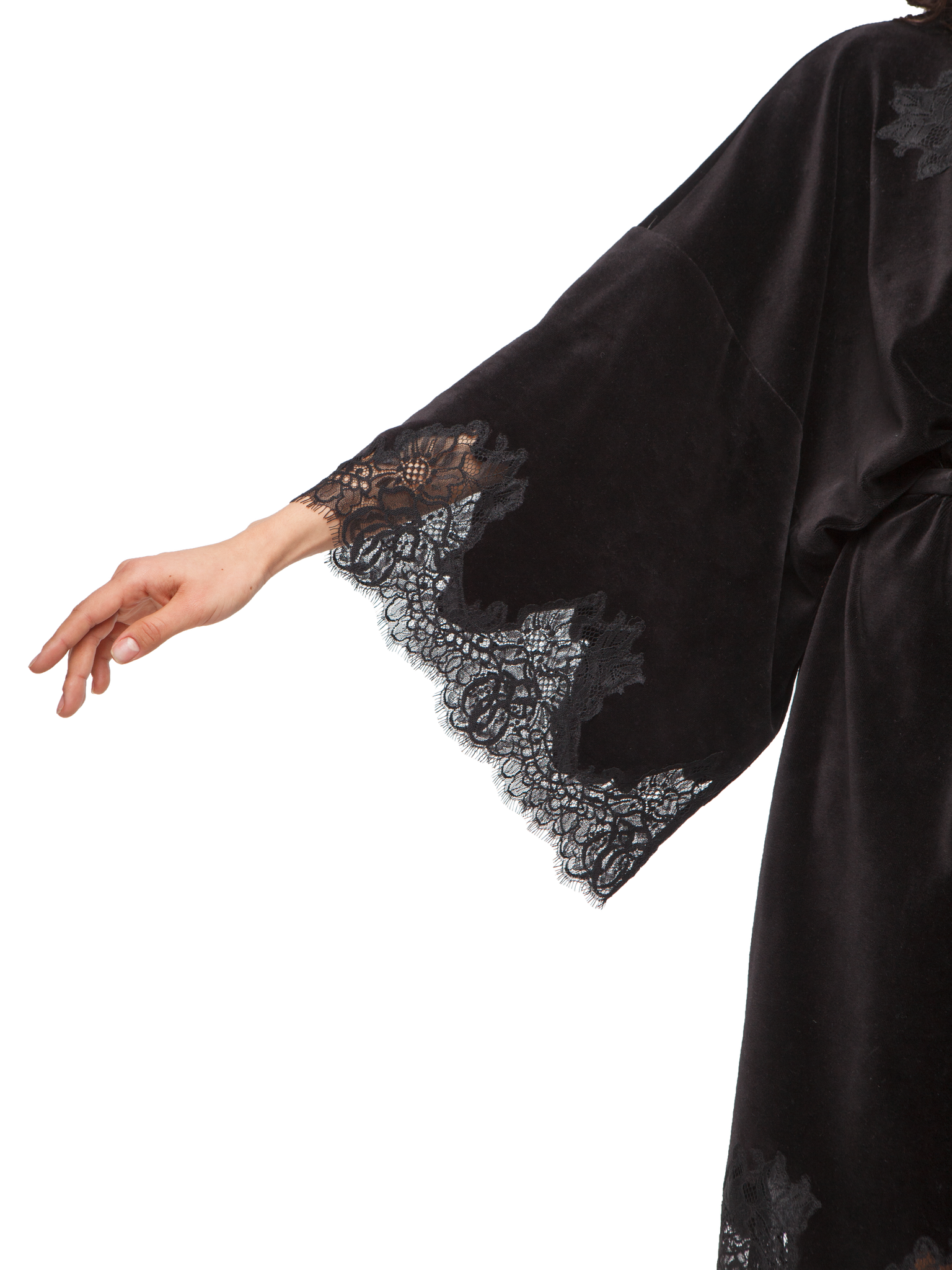 Meriam короткий халат велюровый черный