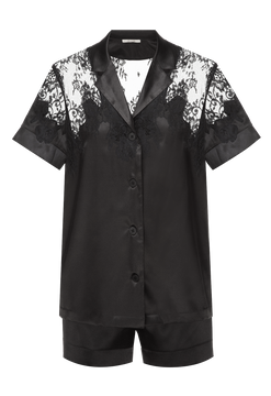 Elionore атласная пижама с шортами черная