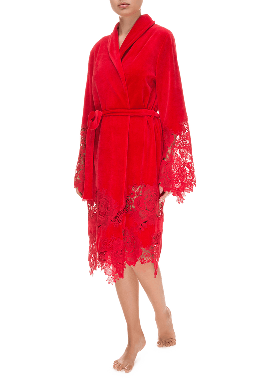 Халат короткий Suavite lace-short-robe-slp101-19-rd-marielle-w