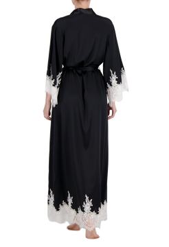 Natali длинный шелковый халат с кружевом