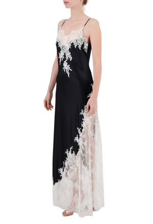 Natali длинное шелковое платье-комбинация с кружевом