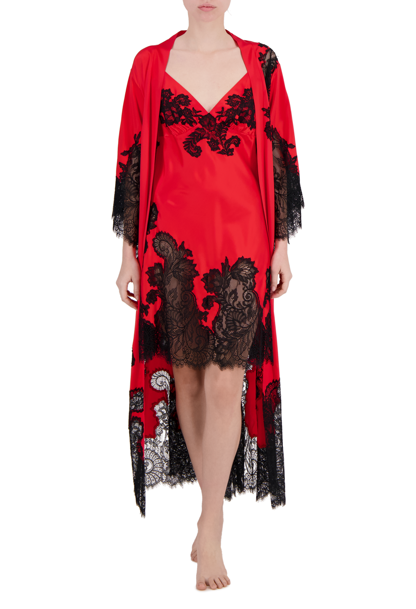 Carmen короткое шелковое платье-комбинация с кружевом