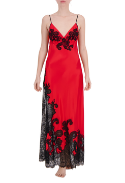 Carmen длинное шелковое платье-комбинация с кружевом